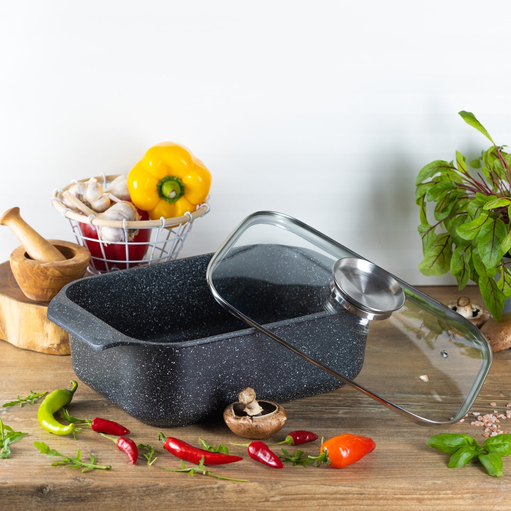 PRAVOKOTNA POSODA IZ KOVANEGA ALUMINIJA 2v1 4608 Edenberg